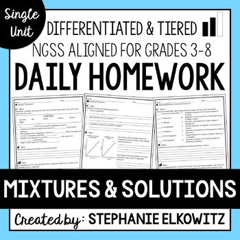 Preview of Mixtures and Solutions Homework | Printable & Digital