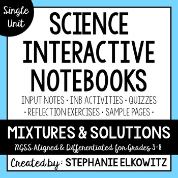 Preview of Mixtures and Solutions Interactive Notebook Unit | Editable Notes