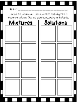 Preview of Mixtures and Solutions Sort