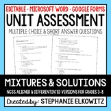 Mixtures and Solutions Unit Exam | Editable | Printable | 