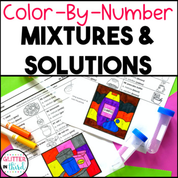 Preview of Mixtures and Solutions Worksheets Activities Color By Number Coloring Sheets