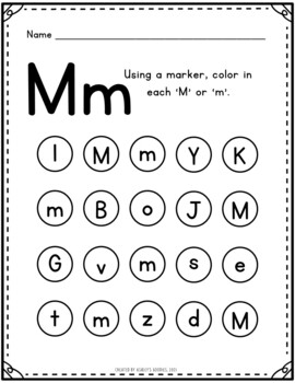 Mm Letter Recognition Packet by Ashley's Goodies | TpT