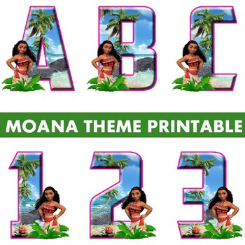 Preview of Moana Alphabet Letters and Numbers PDF  Printable