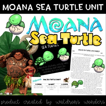 Preview of Moana Themed Sea Turtle Mini Unit