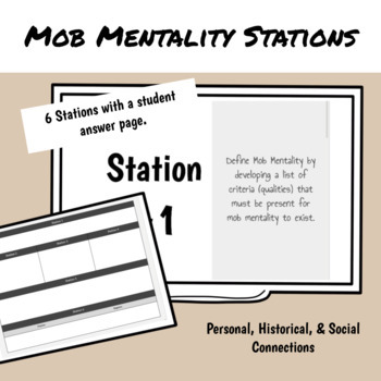 Preview of Mob Mentality (Herd Behavior) Unit Introduction Stations Activity