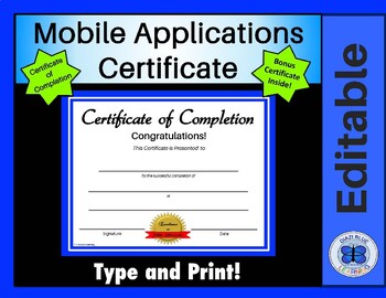 Preview of Mobile Applications Certificate of Completion