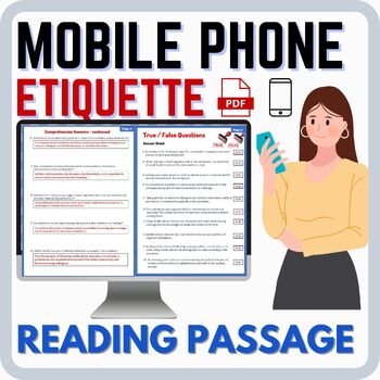 Preview of Mobile  Cell Phone Etiquette in the Workplace Reading Passage and questions