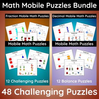 Preview of Mobile Math Puzzle Bundle: Challenging Balance Equations for Gifted and Talented