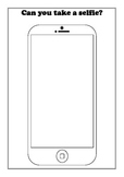 Mobile phone outline sheet for drawing 'selfie' themed sel