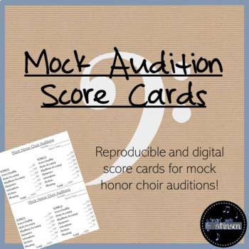 Preview of Mock Audition Score Cards