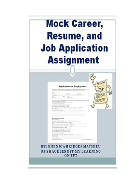 Preview of Mock Career, Resume, and Job Application Assignment