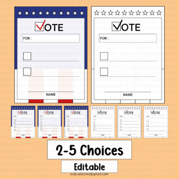 Preview of Mock Election Day Voting Ballot 1st Grade Classroom Worksheets Writing Editable
