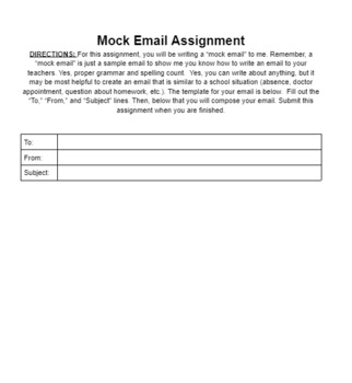 Preview of Mock Email Assignment