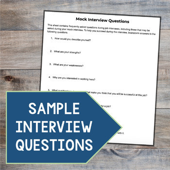 Mock Interview Questions + Resources for Google Drive | TPT