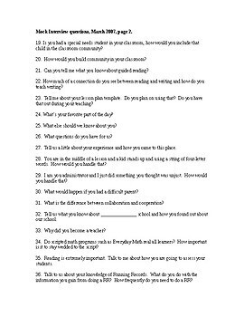 Mock Interview Questions for Educators by Hill Arts And Education LLC