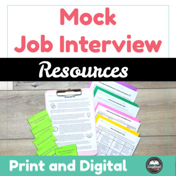 Preview of Mock Job Interview Resources - Career Readiness - Partner Activity - Editable
