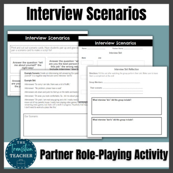 Preview of Mock Job Interview Scenarios | Role-playing Partner Activity