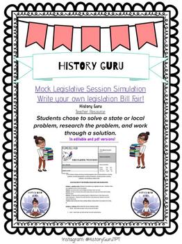 Preview of Mock Legislative Session Simulation- Write your own legislation Bill Fair!