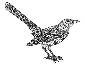 Mockingbird Bird Zentangle Coloring Page by Pamela Kennedy | TPT