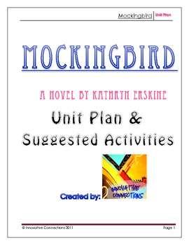 Preview of Mockingbird by K. Erskine: Novel Unit Planning Guide