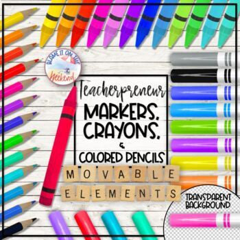 Preview of Mockup Movables Colored Pencils Crayons Markers | Make Your Own Images