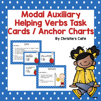 Preview of Modal Auxiliary Helping Verb Task Cards