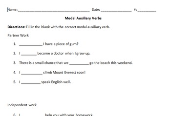 Preview of Modal Auxiliary Verbs Lesson