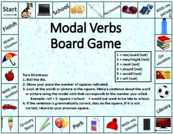 Modal Verbs Board Game By The Gaming Grammarian Tpt