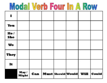 Preview of Modal Verbs Four In A Row Board Game