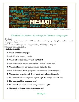 Preview of Modal Verbs: Greetings in Different Languages