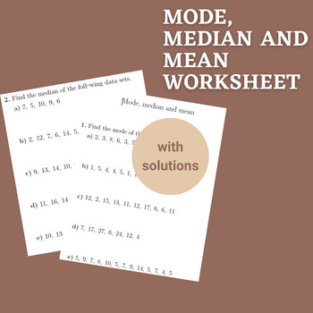 Preview of Mode, median and mean  worksheet (with solutions)