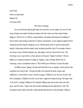 Preview of Model Literary Analysis essay and body paragraphs -- MLA format
