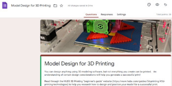 Preview of Model Design for 3D Printing Google Form