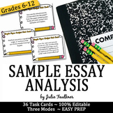 Sample Essays Analysis Task Cards, Peer or Self Evaluation