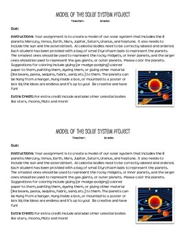 Model Of The Solar System Project Instructions By Tangled With Teaching