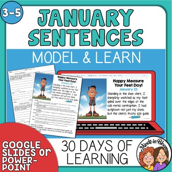 Preview of Model Sentences for January - Writing Daily Practice Mentor Sentence