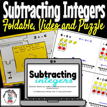 Preview of Model Subtracting Integers (Foldable, Puzzles and Videos)