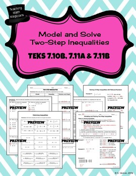 Preview of Model and Solve 2-Step INEQUALITIES - 4 Day Bundle - TEKS 7.11A & 7.10B