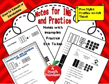 Preview of 7.11A Notes and Practice: Model and Solve two step equations with algebra tiles