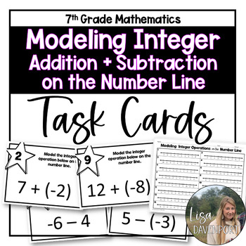 Preview of Modeling Addition and Subtraction of Integers on the Number Line Task Cards