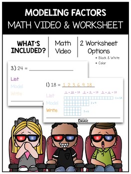 Preview of 4.OA.4: Modeling Factors Math Video and Worksheet