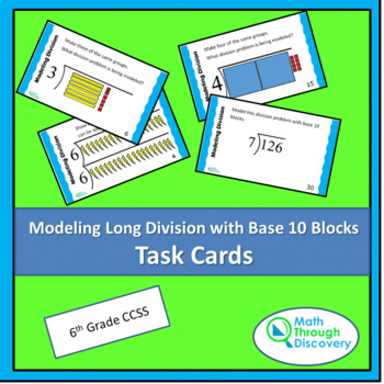 Preview of Modeling Long Division with Base 10 Blocks - Task Cards