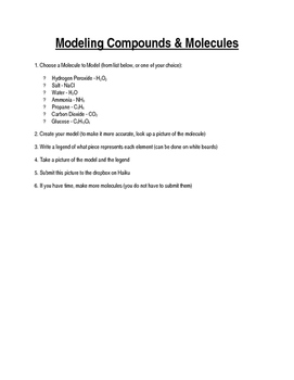 Modeling Molecules & Compounds Activities by Melissa Kibler's Store