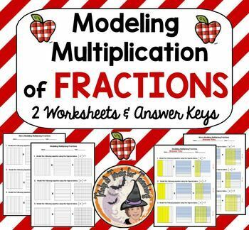 Preview of Modeling Multiplying Fractions Worksheet and Answer Key