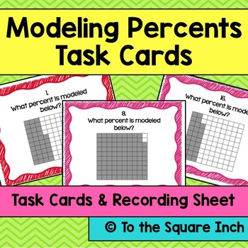 Preview of Modeling Percents Task Cards | Math Center Practice Activity