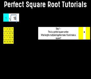 Preview of Modeling Perfect Square Roots Tutorials - Guided Square Root Practice 