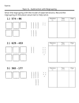 Preview of Modeling Subtraction with Regrouping