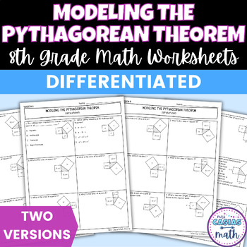Preview of Modeling the Pythagorean Theorem Differentiated Worksheets