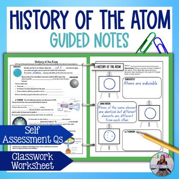 Preview of Models and History of the Atom Guided Notes Lesson and Practice Worksheet