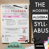 Modern ALGEBRA / MATH Syllabus Template | Editable - Endle